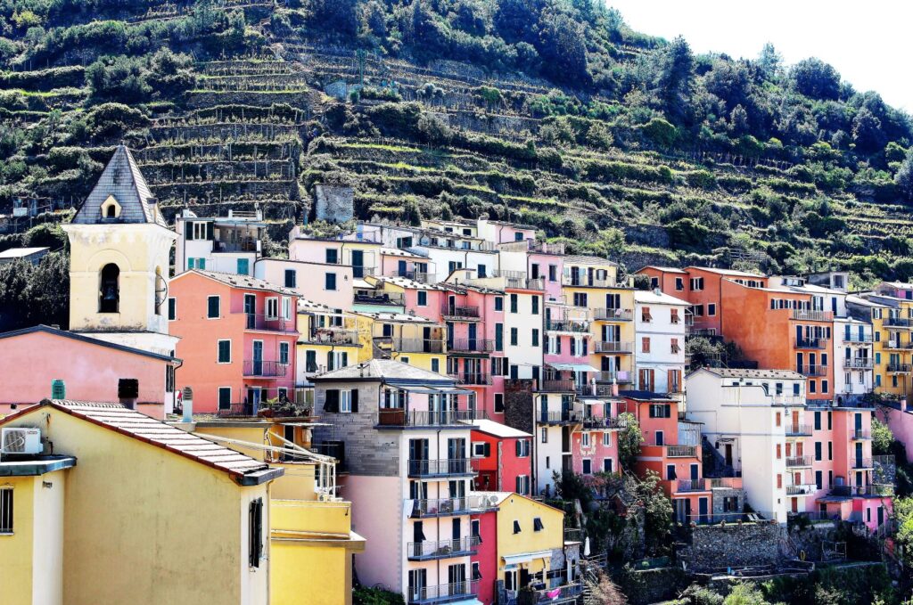 houses on side of mountain in Cinque Terre