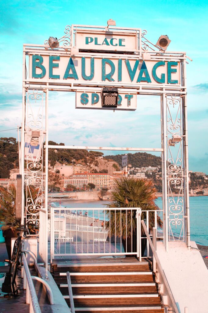 beach sign for Place Beau Rivage in Nice