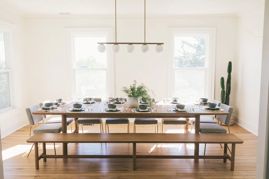 large dining table in airbnb in prince edward county
