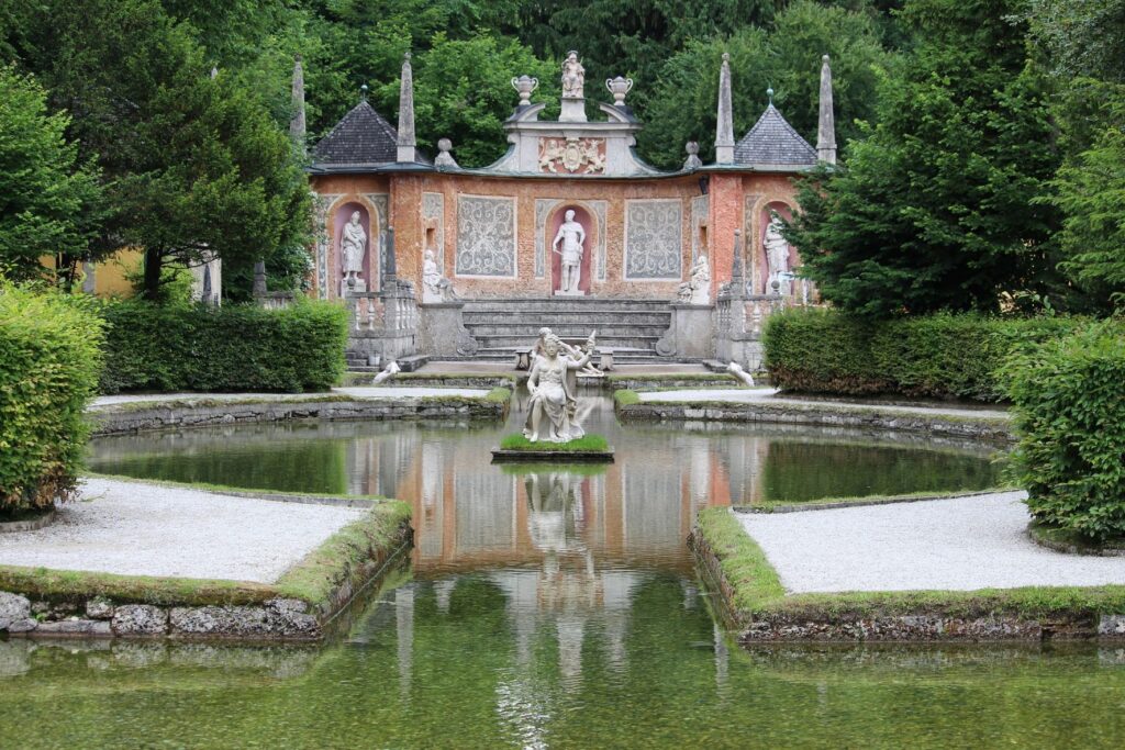 fountain with pond