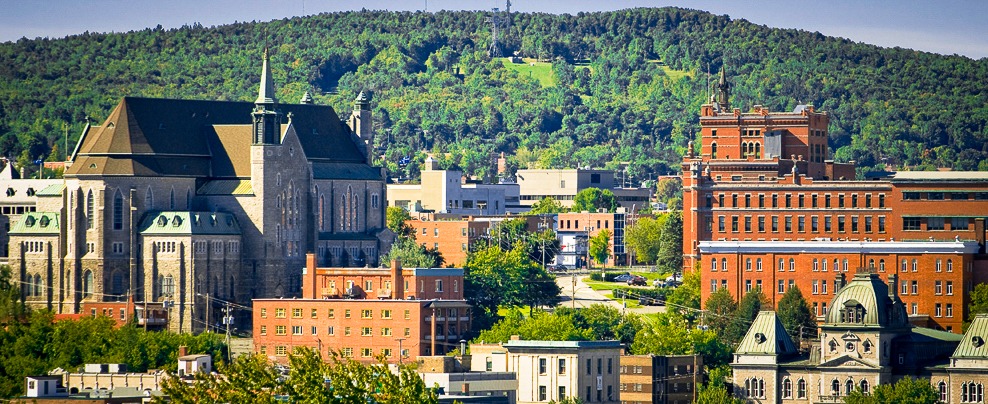 city view of Sherbrooke Quebec, the largest city in the Eastern Townships