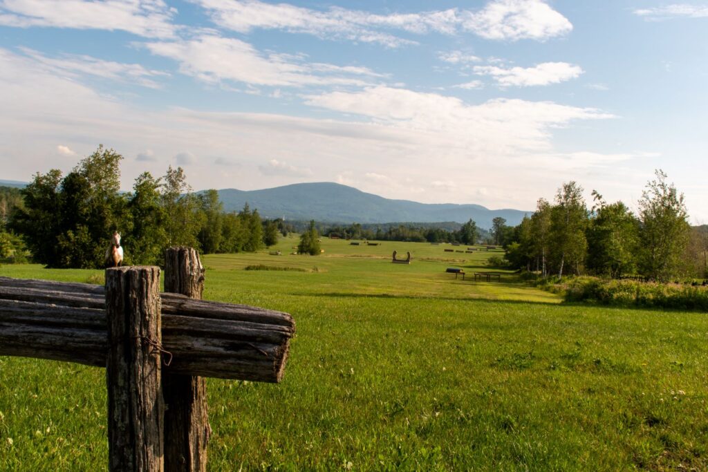 rural landscape with mountain in Val-Saint-François in the Eastern Townships, Quebec