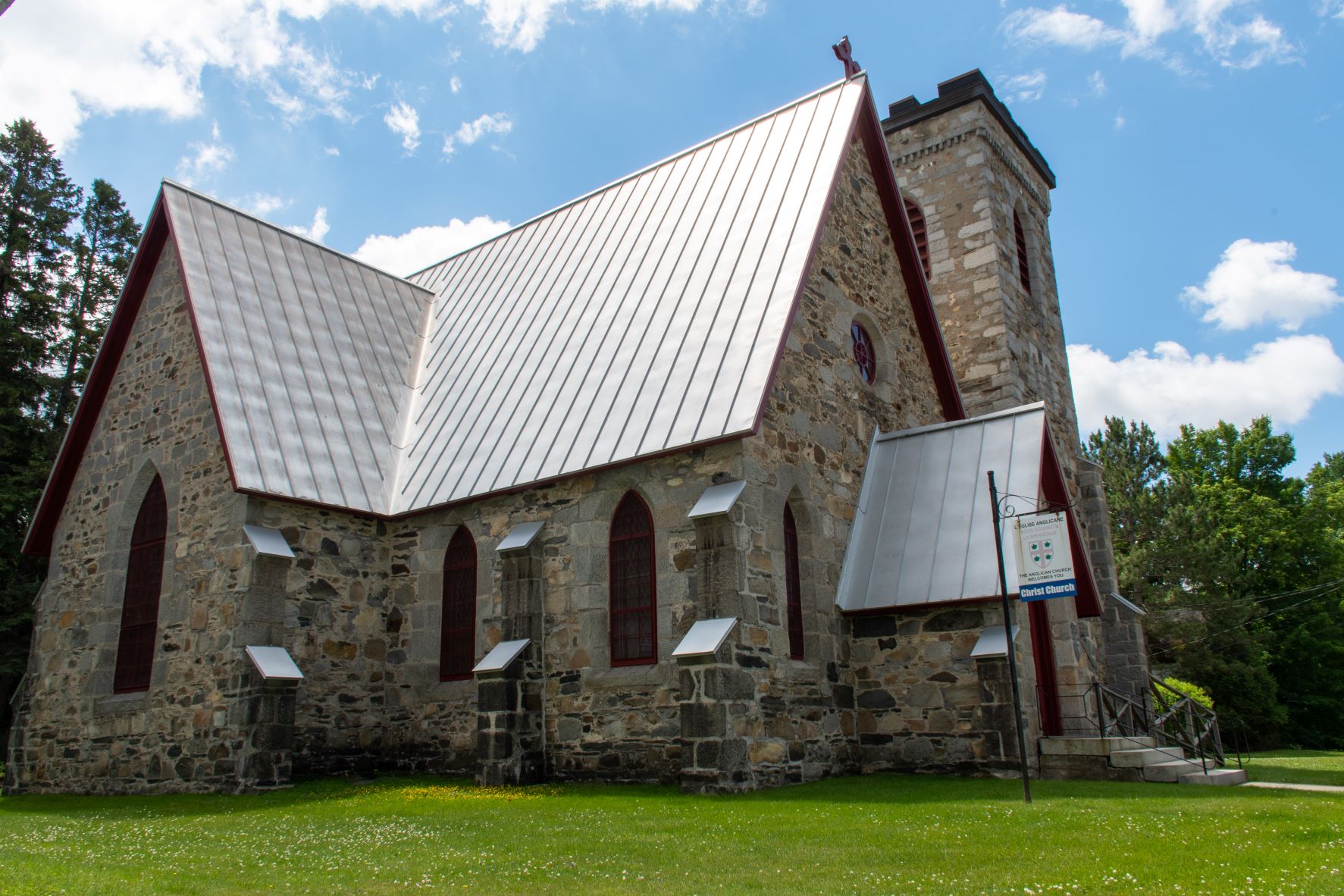 stone church in Stanstead eastern townships in Quebec