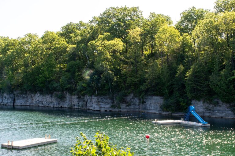 Visit Canada’s largest outdoor freshwater swimming pool in St. Marys, Ontario. It dates back to mid-1800s and used to be a former limestone quarry.