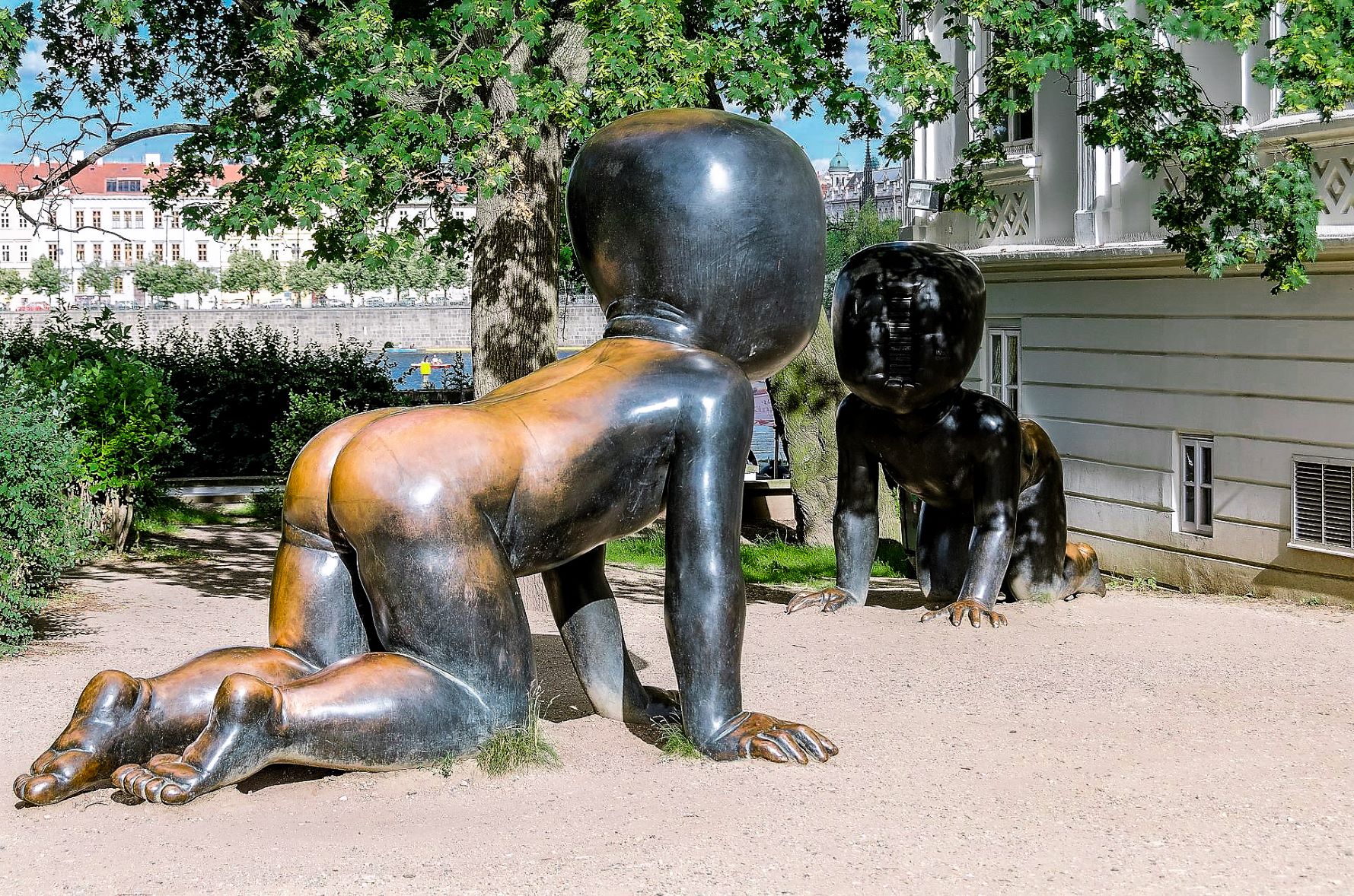 public art bronzed baby