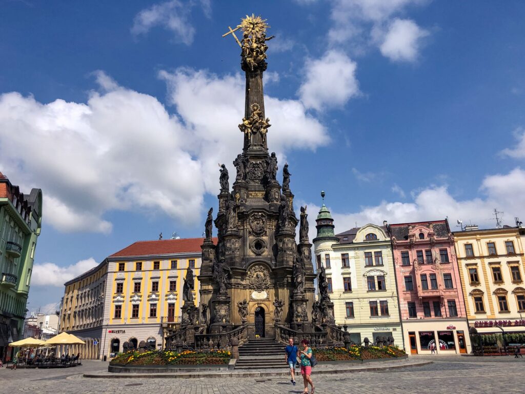in middle of square is an UNESCO sites Czech Republic