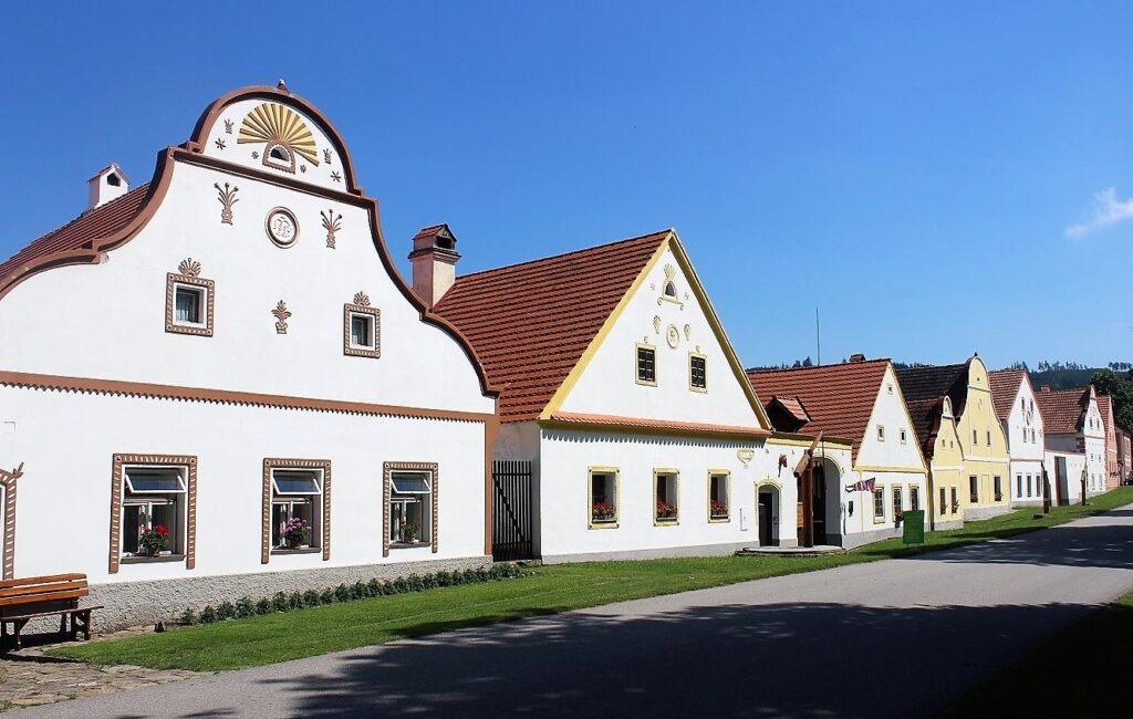 white buildings with red rooftops in Czech Republic UNESCO World Heritage site
