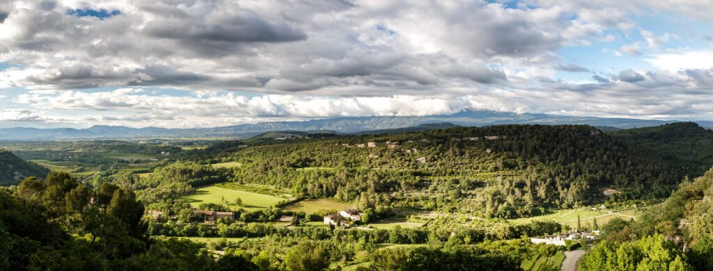 countryside in with valley and hills as one of the beautiful villages in provence