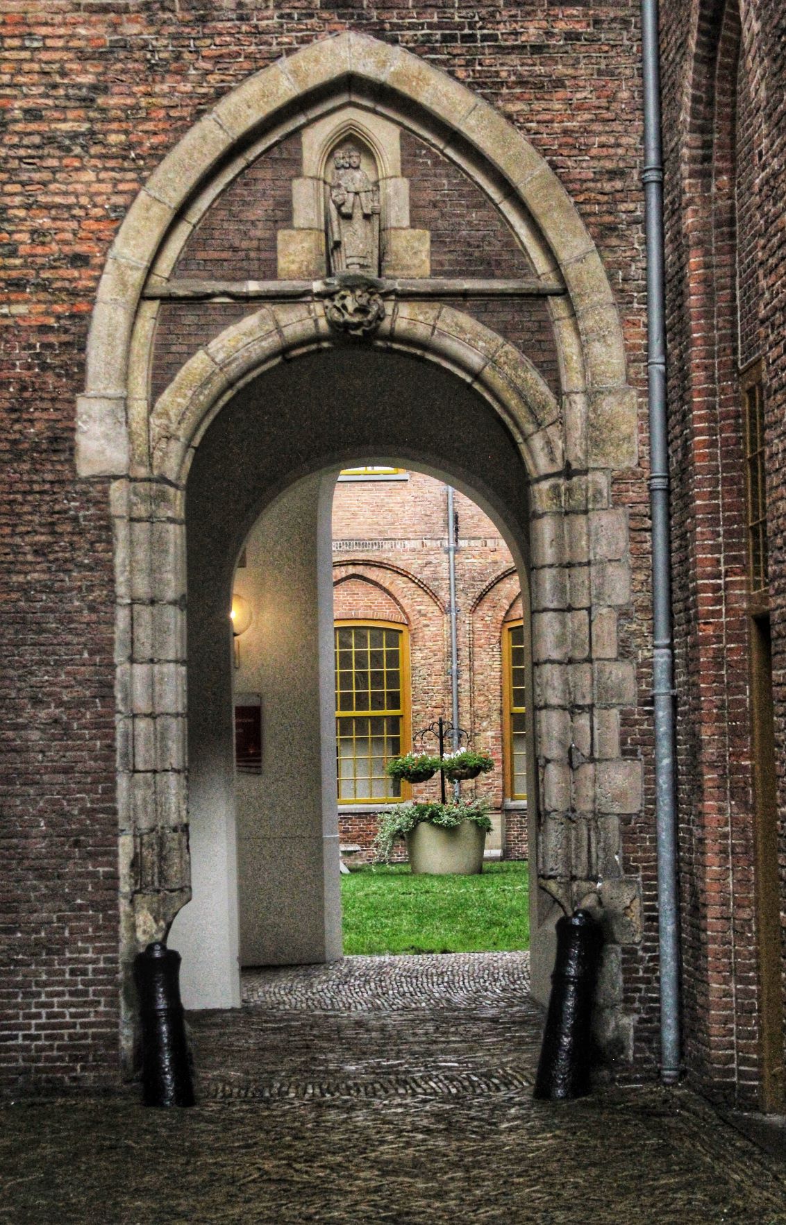 stone archway with garden