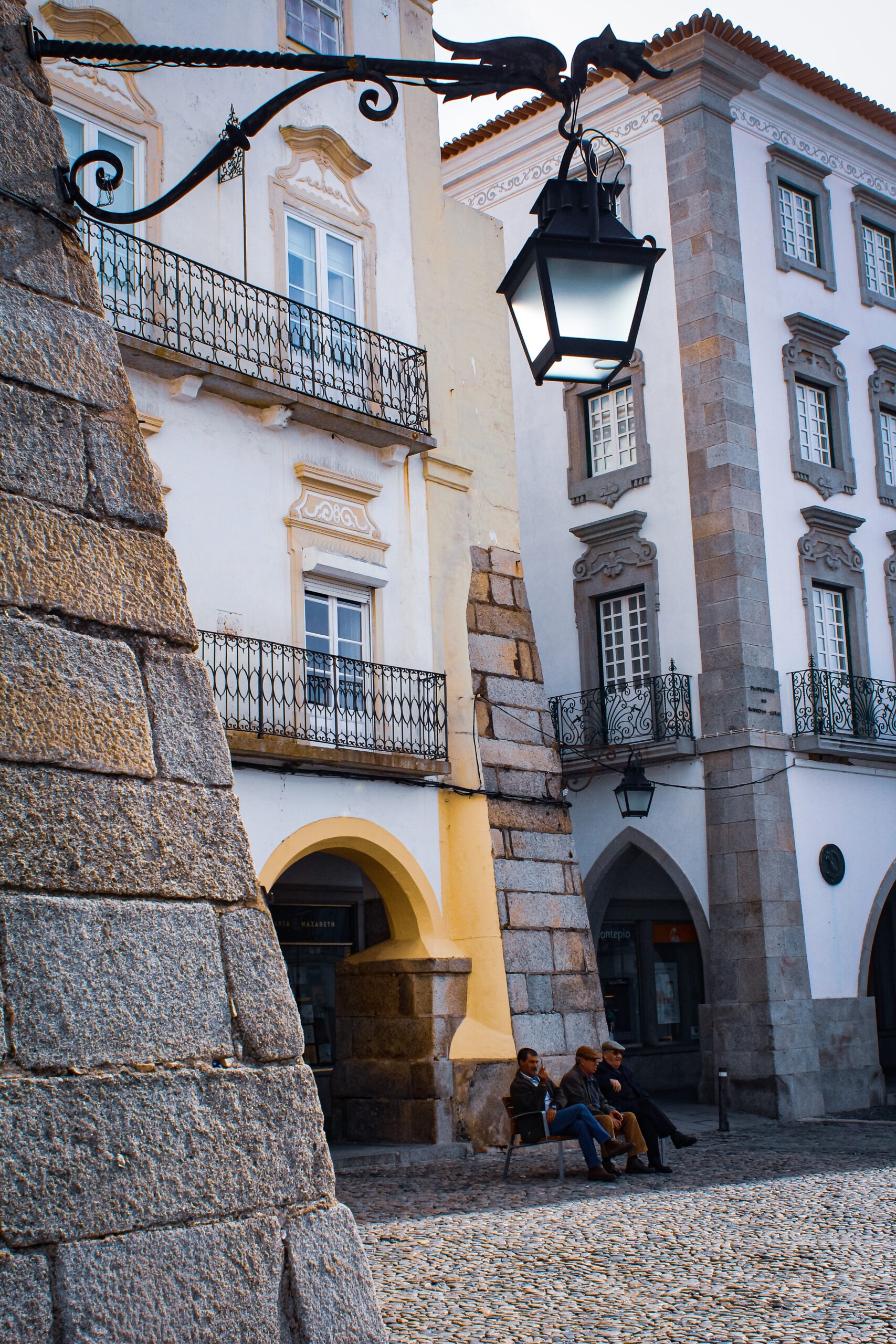 cobblestone square in alentejo portugal