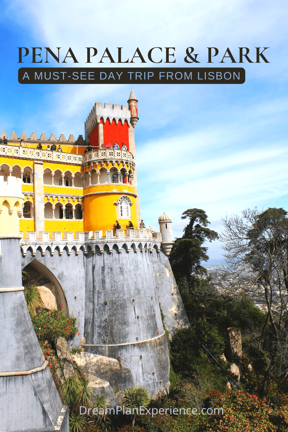 yellow, gray and red tower on pena palace sintra