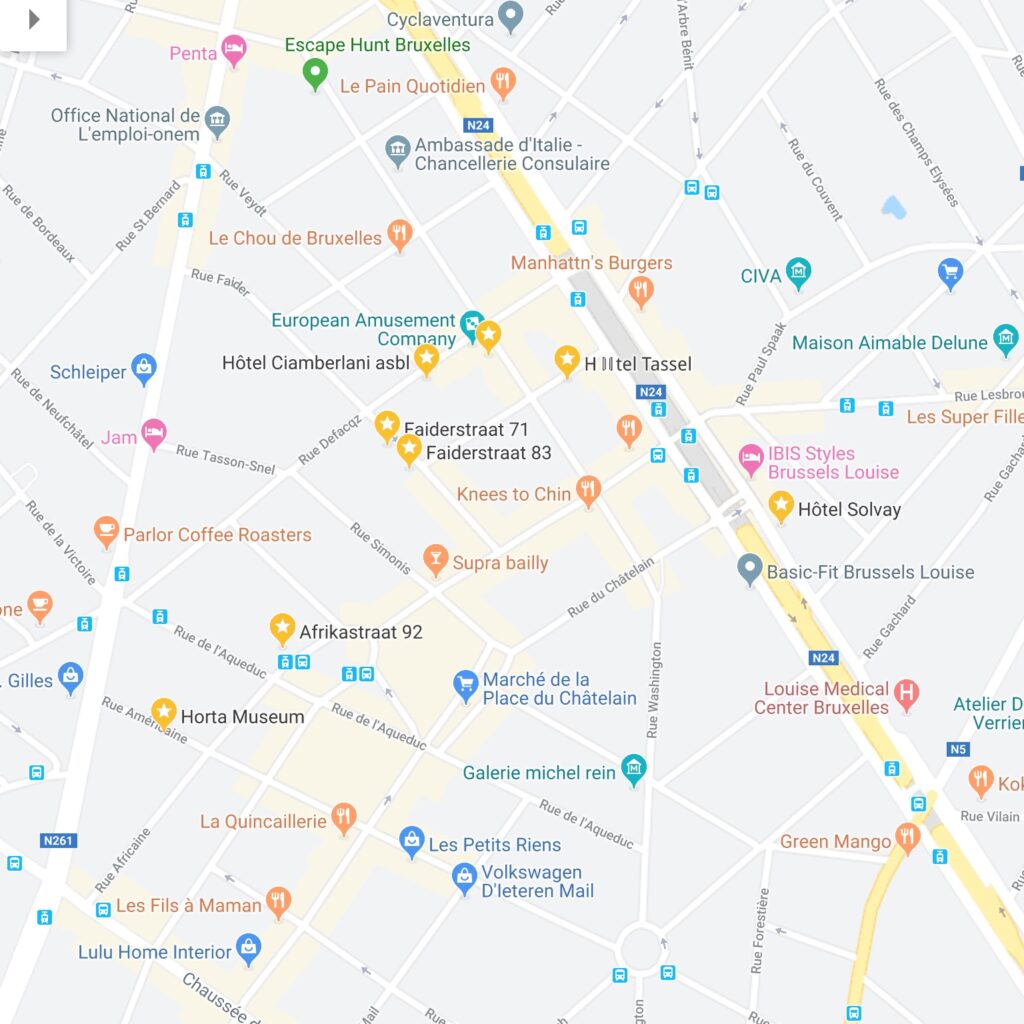 map of Art Nouveau Architecture in Brussels