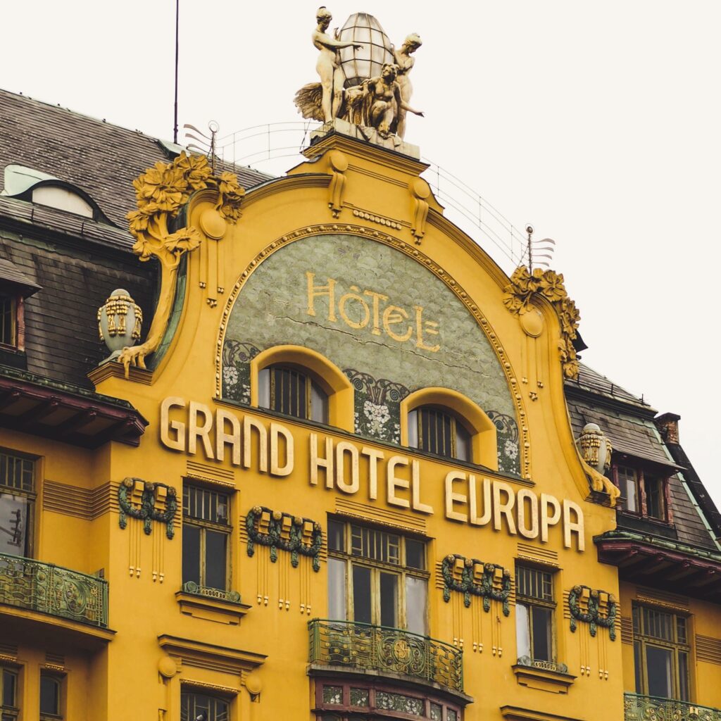 yellow hotel in new town prague