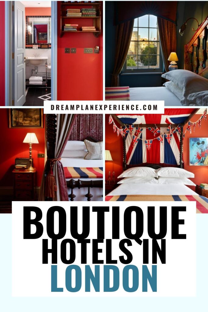 hotel room in red with bed, bathroom and window affordable luxury hotels in london