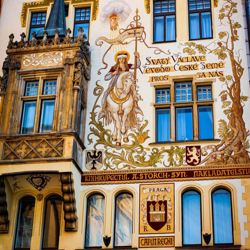 fresco on building in old town prague