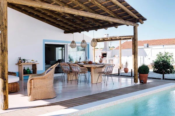 pool and seating area in place to stay in portugal