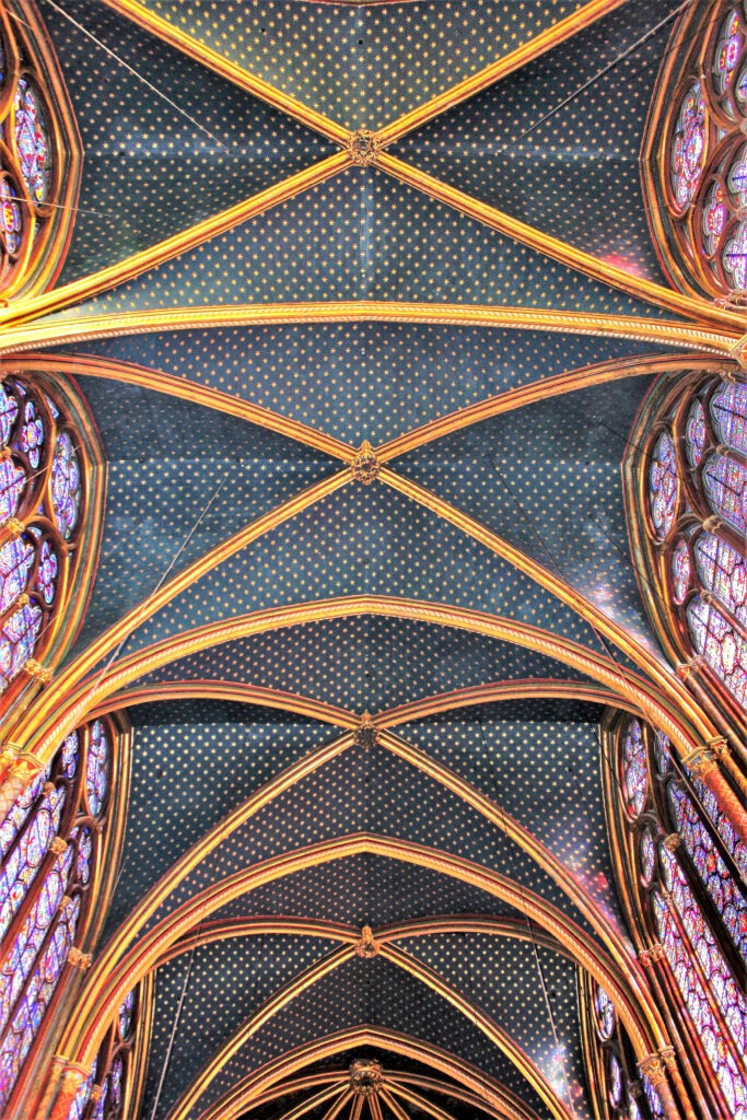 ceiling of blue and gold in sainte-chapelle