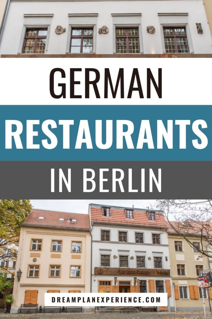 old historic building is berlin german restaurant with white stucco and wood shutters