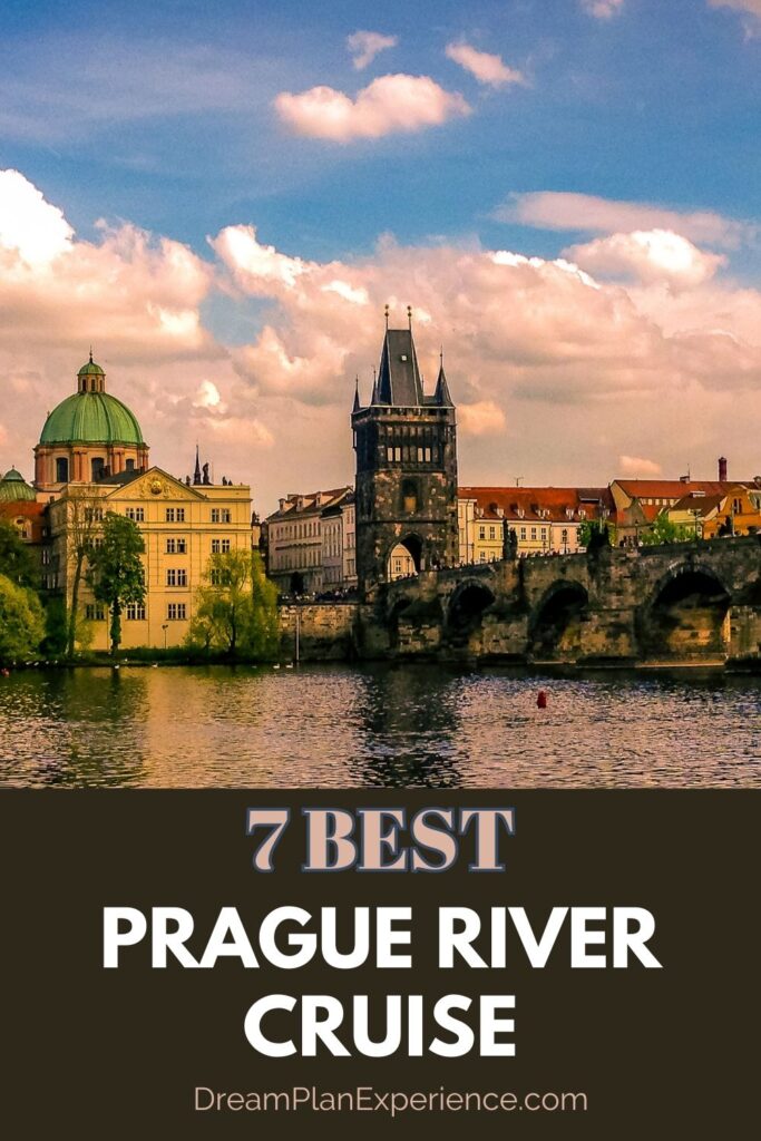 water with bridge and tower on prague river cruises