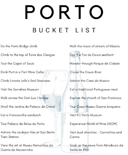bucket list of Porto