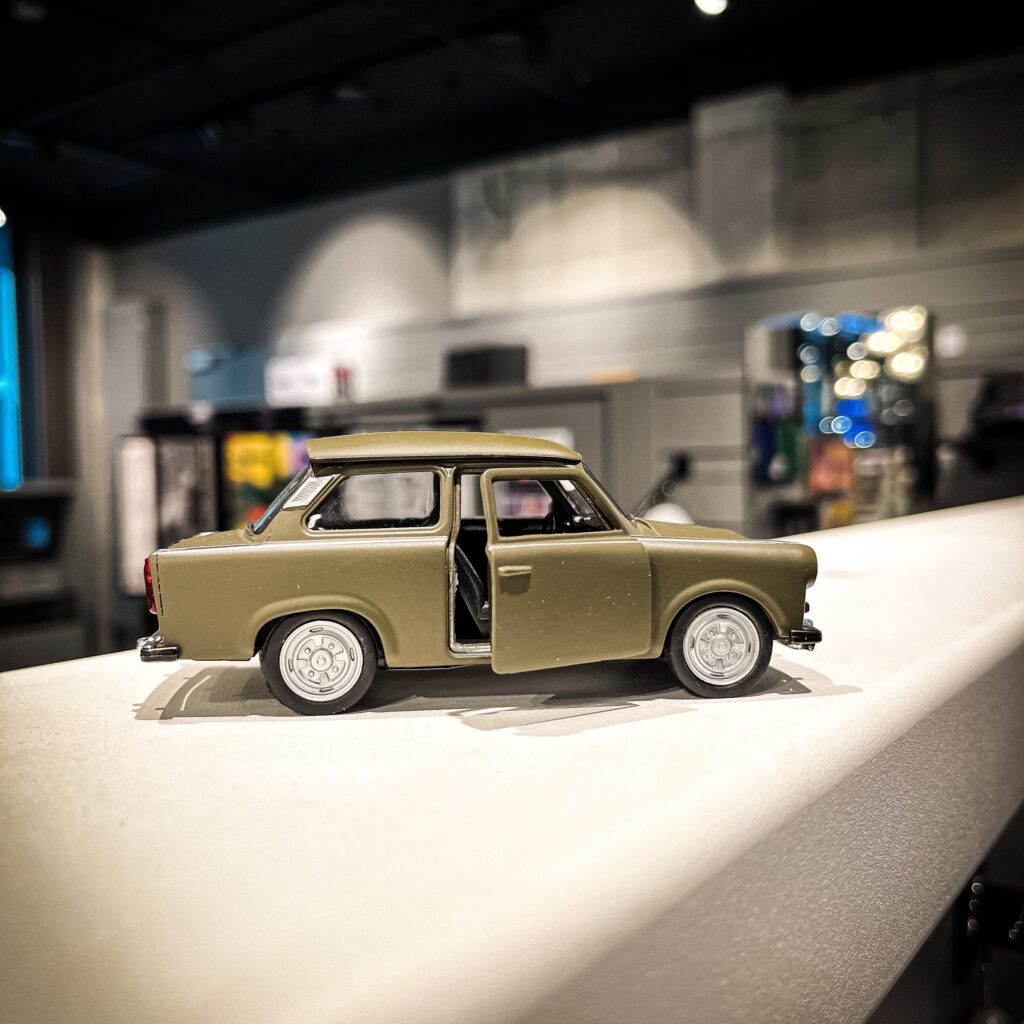 trambant car model from east germany as a souvenir from berlin germany