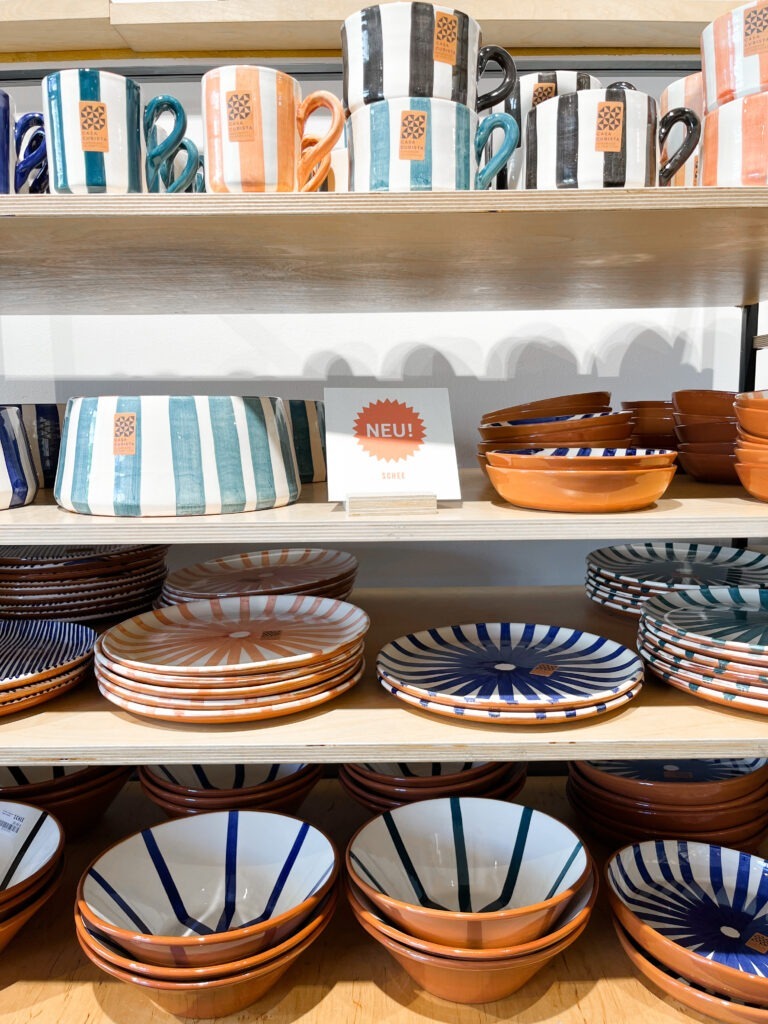 pottery in a shop with souvenirs from berlin