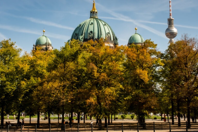 trees with top of berliner dome is what berlin is known for