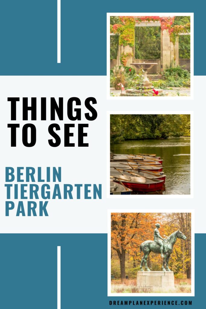 rowboats, statue, fountain in tiergarten park in berlin