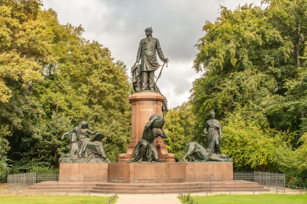 large statue of bismark in tiergarten park in berlin