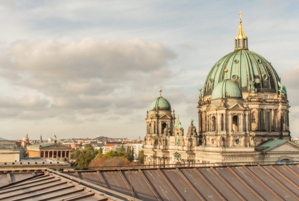 berlin view of berliner dom cathedral with copper roof top