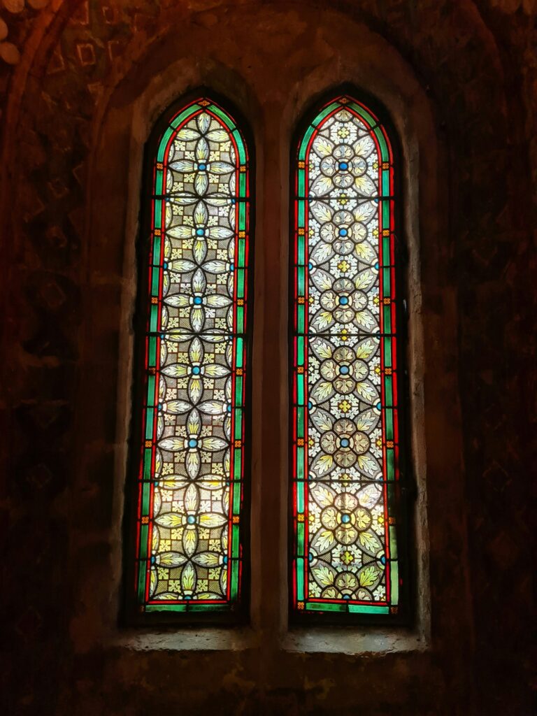 stained glass windows in church on day trips from berlin by train