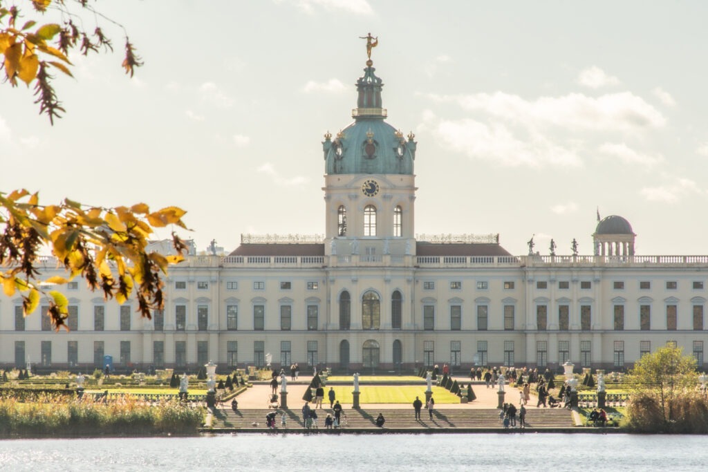 charlottenburg castle with lake in front and gardens