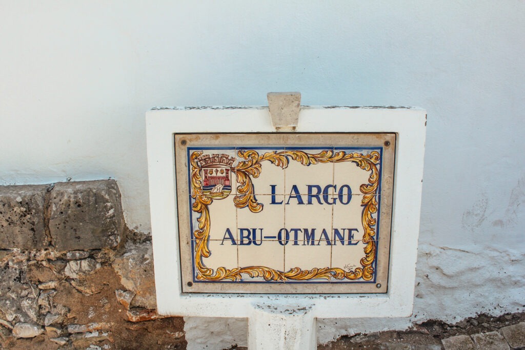 street sign with tile in tavira things to do