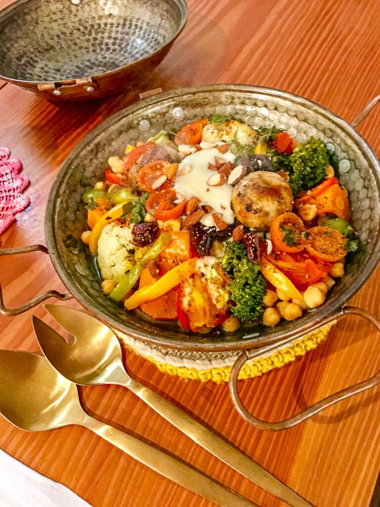 copper pot with veggies at tavira restaurant