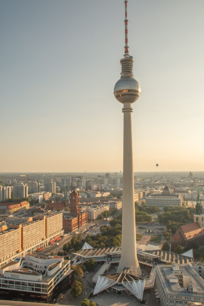 view of tv tower while on 24 hours in berlin