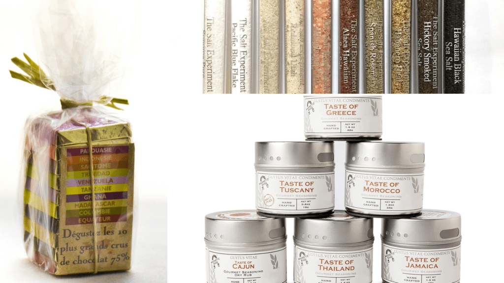 chocolates, salts and spices from around the world