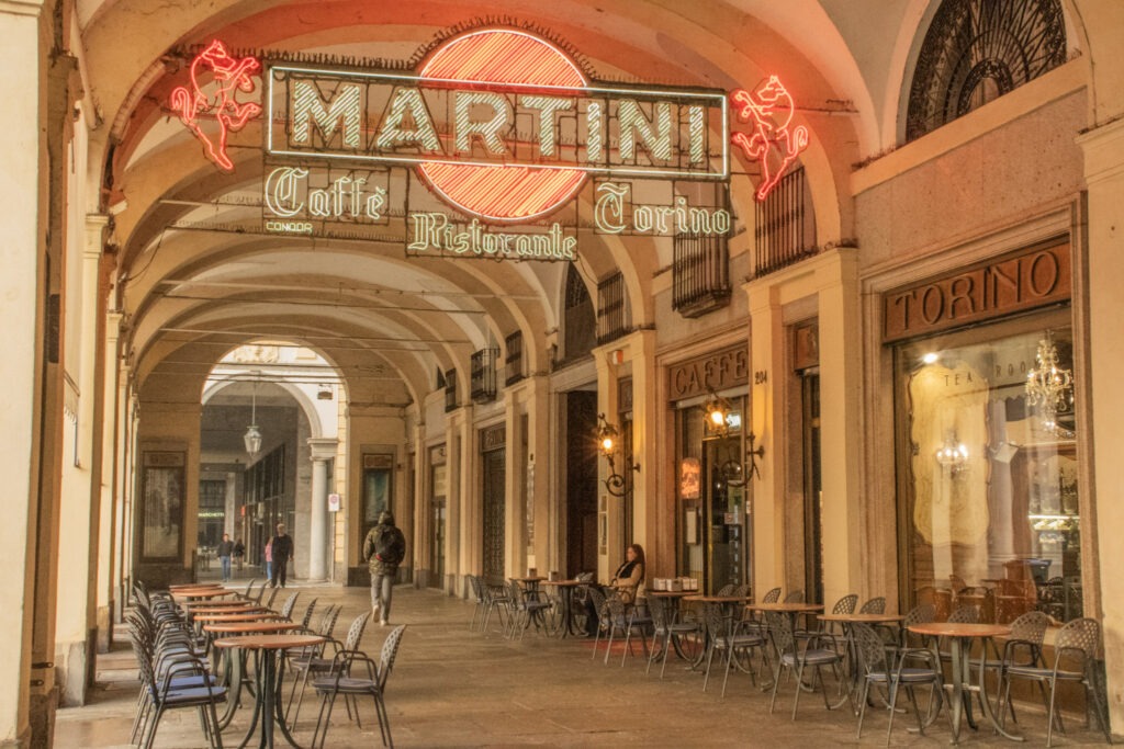 Under a portico, there is a bar that is popular for its Vermouth