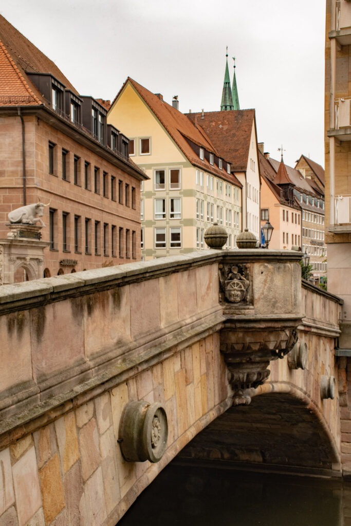 bridge with view to medieval buildings while spending a day in Nuremberg