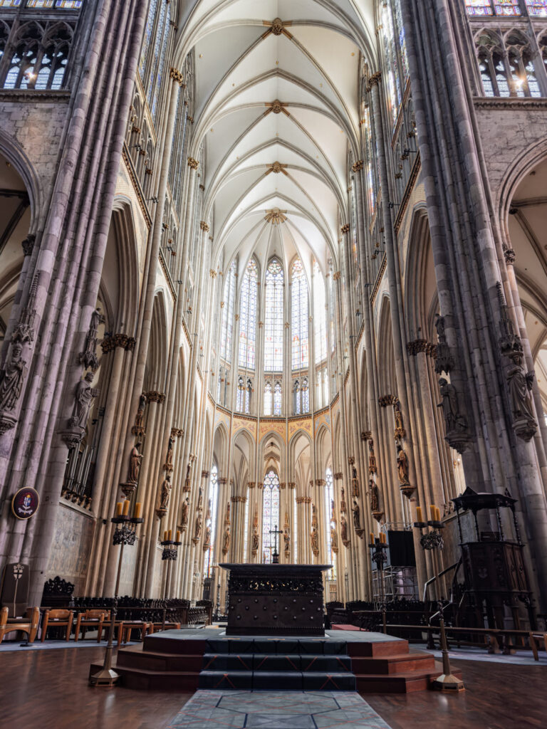 soaring ceiling with alter in cologne cathedral