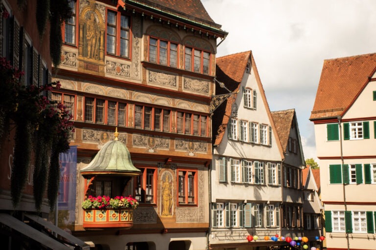 medieval city hall and buildings in Tubingen Germany
