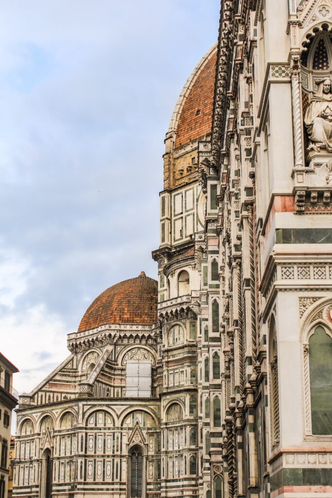 view of the florence duomo in red, white and green marble included on a 3 day itinerary in florence