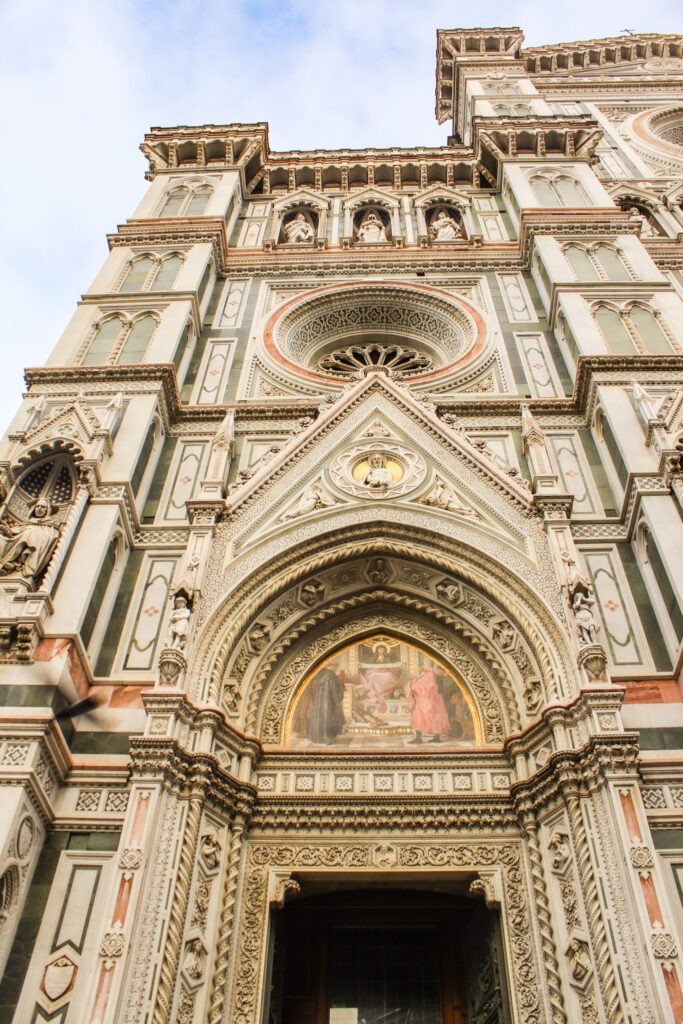 the florence duomo in red white and green stripped marble