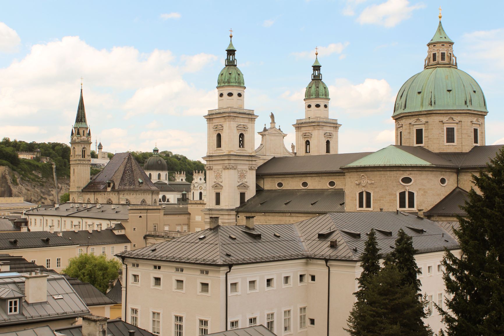 rooftop view of cathedral in salzburg