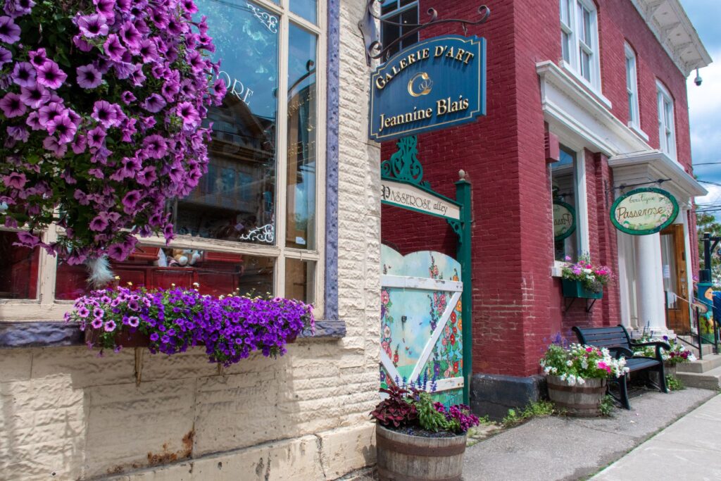 charming shop downtown with flowers in eastern townships quebec