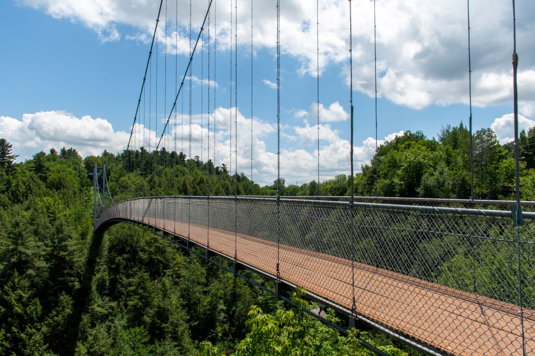 suspension bridge in Coaticook River Valley in the Eastern Townships 