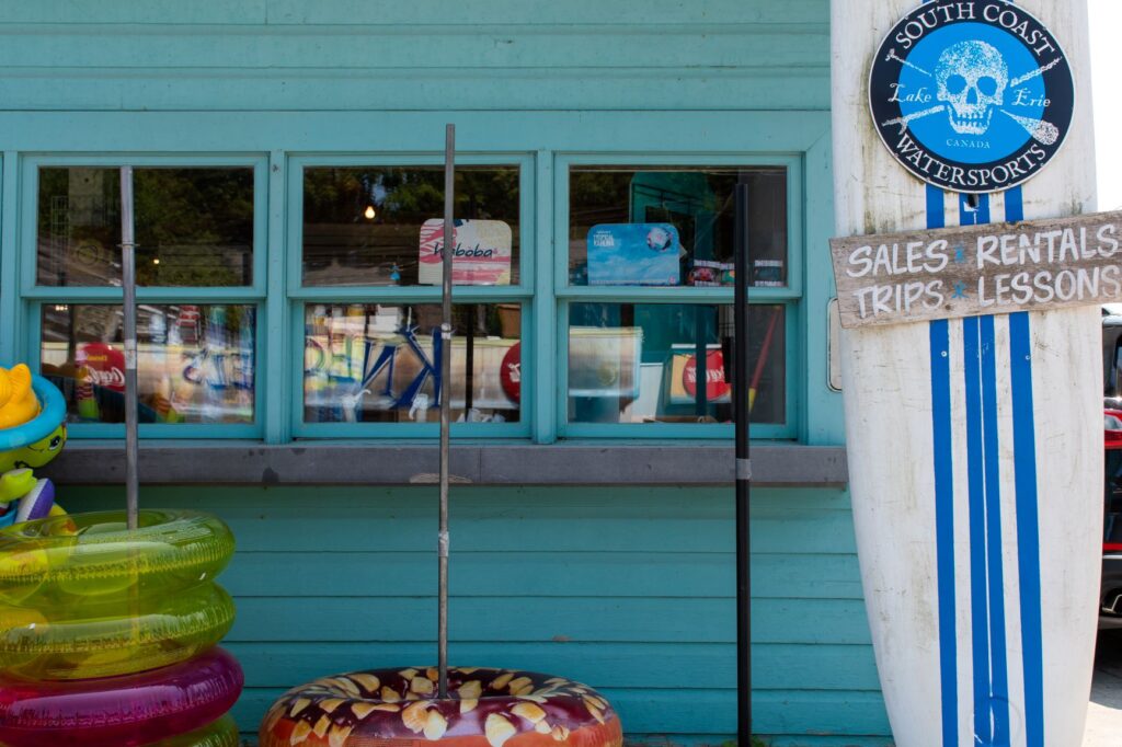 surf shop with surf board in norfolk county