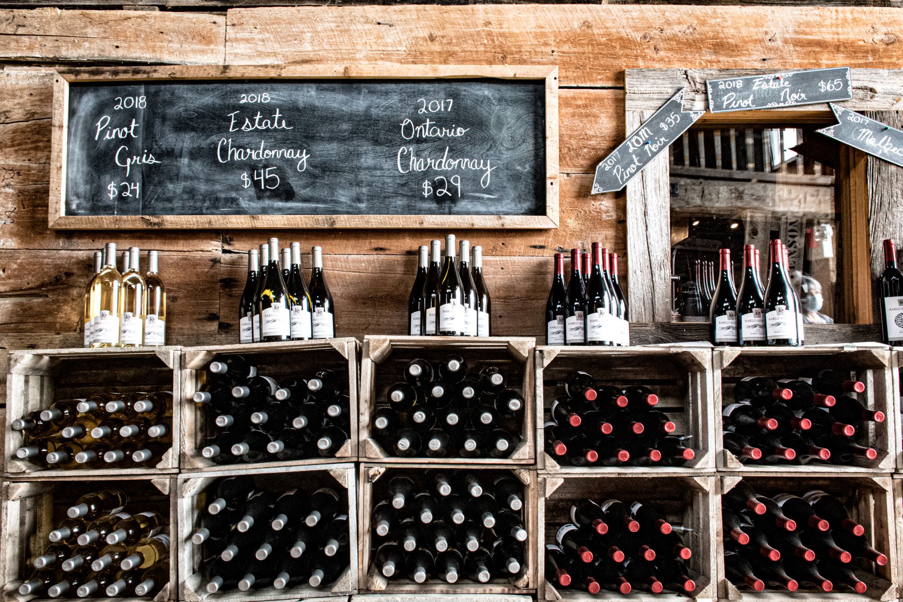 wine bottles in crates