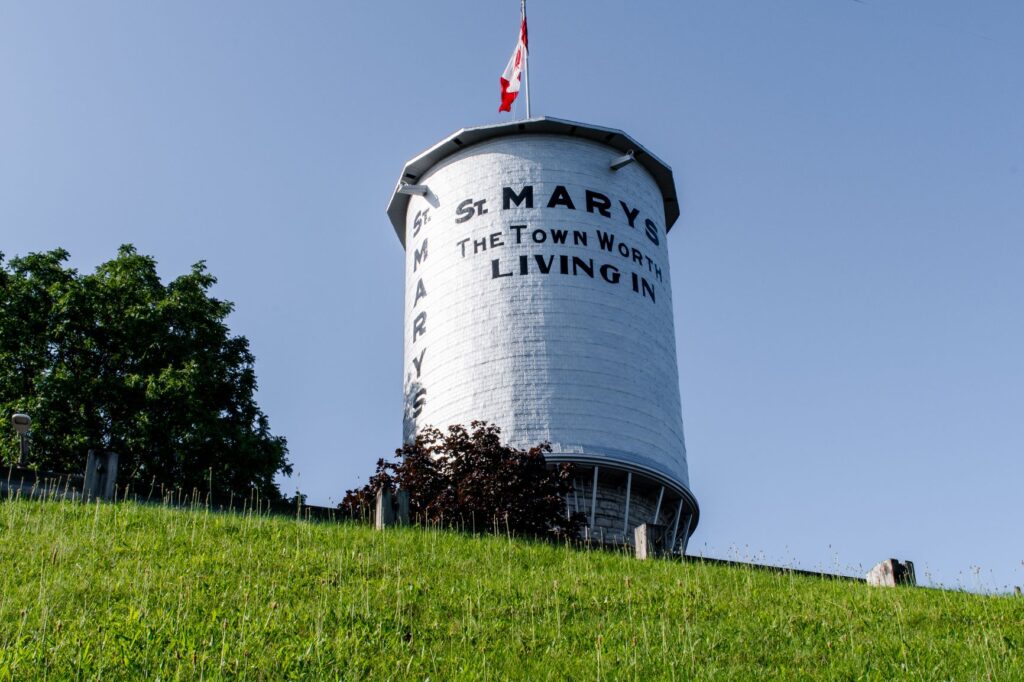water tower on hill in st marys ontario