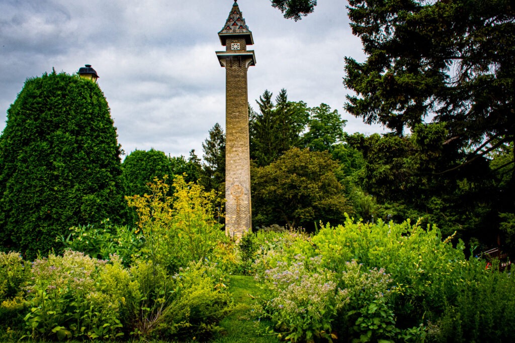tall chimney stack in park in Stratford, ontario