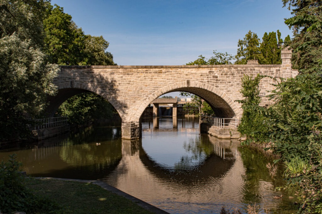 stone bridge with water reflection in Stratford ontario things to do
